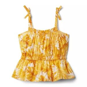 Janie and Jack Golden Yellow Palm Print Peplum top